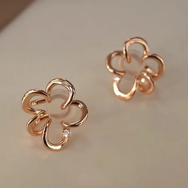 

PONYKISS стерлингового серебра 925 пробы с цирконием, полые серьги-клипсы с нестандартными цветами для женщин, милые ювелирные аксессуары с растениями