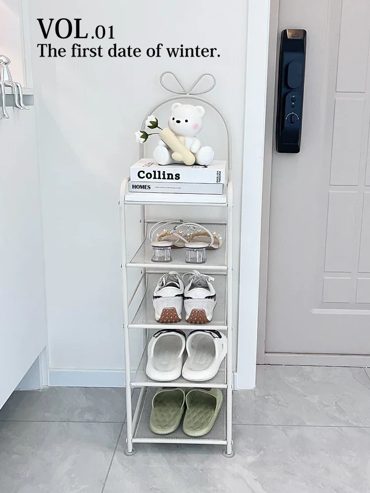 

Creamy simple shoe rack multi-layer household door shoe cabinet new 2024 hot creative home entrance storage