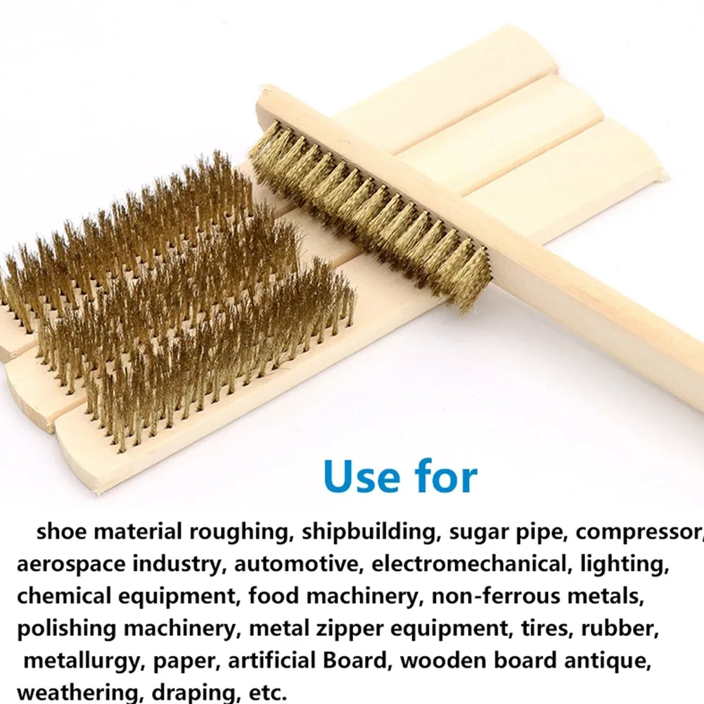 1pc 205mm Copper Wire Brush Stainless Steel Wire Brush Rust Removal Clean Brush For Cleaning Scales Rust Hand Tools     New