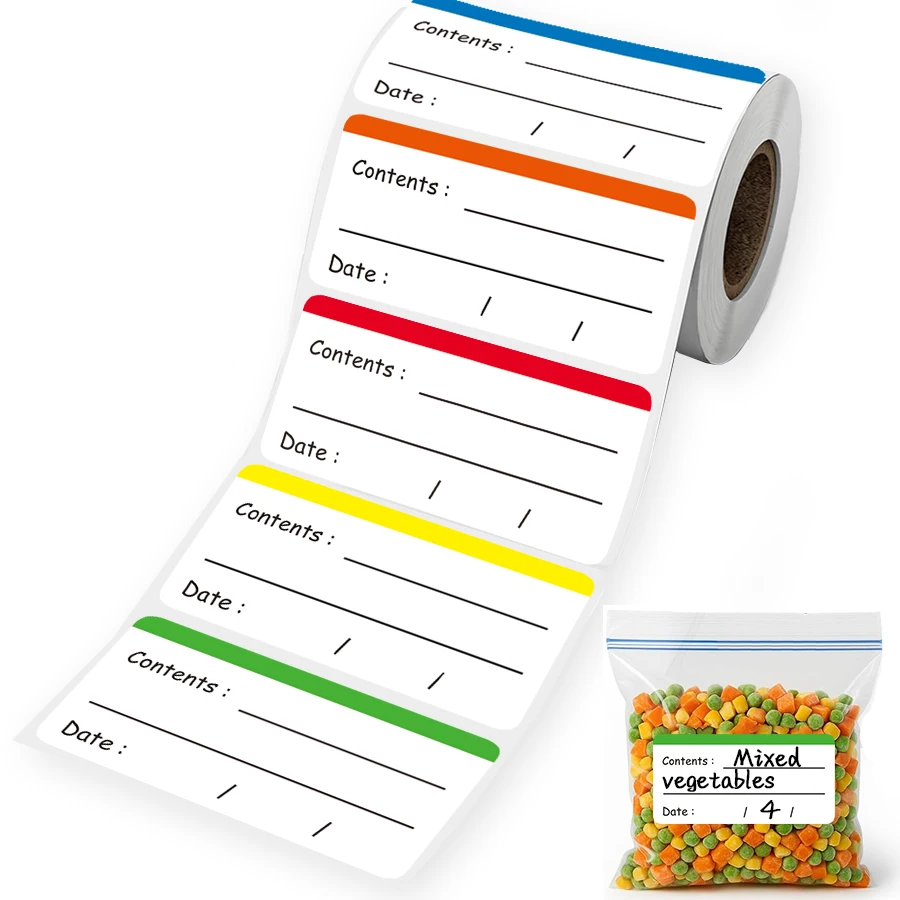 200 قطعة من ملصقات الفريزر الملونة لتخزين المواد الغذائية، ملصقات الثلاجة القابلة للإزالة لحاويات الطعام. #1