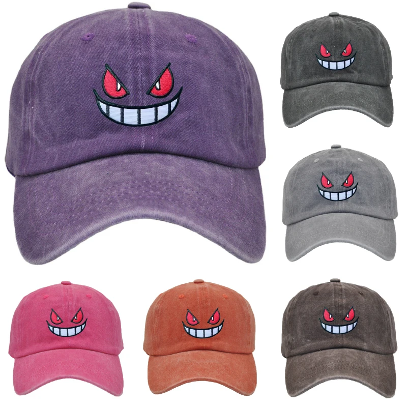 Pokemon Gengar Cotton Embroidery Anime Figure Adult Sun Protection Baseball Hat Sunshade Hip Hop Cap Creative Birthday Gifts