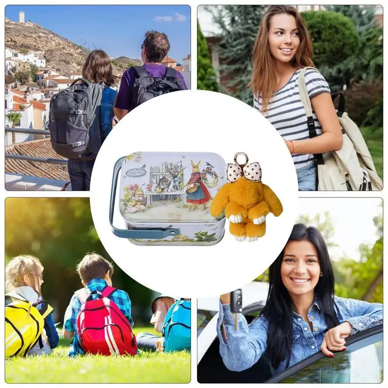 Breloczek Królik Miękki Zawieszka do Kluczy z Kokardką Króliczek Zawieszka do Torebki Pluszowy Breloczek z Pudełkiem Słodki Brelok do Kluczy