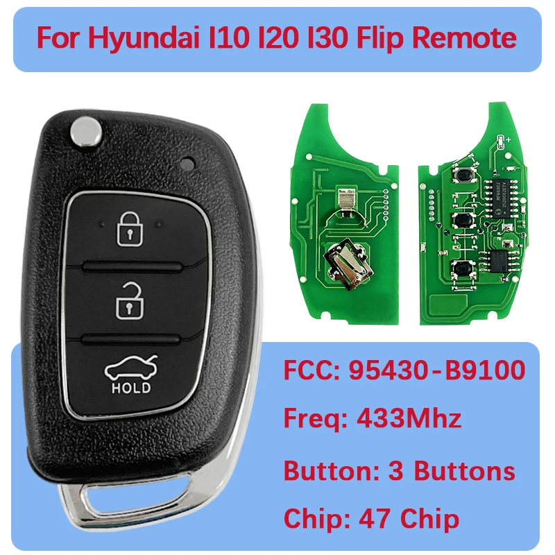 CN020076 Aftermarket Flip Remote Key Fob CE0682 47 Chip 433Mhz FCC 95430-B9100 OKA-865T(IA-TP) For Hyundai I10 I20 I30