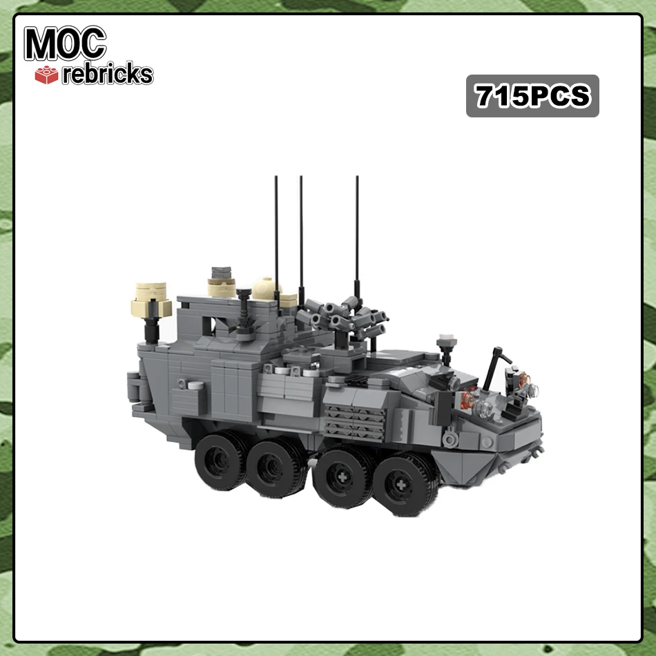 

MOC-161487 WW2 US Army Terrestrial Layer System Armored Vehicle Building Block Stryker Combat Car Model Brick Toy Gifts