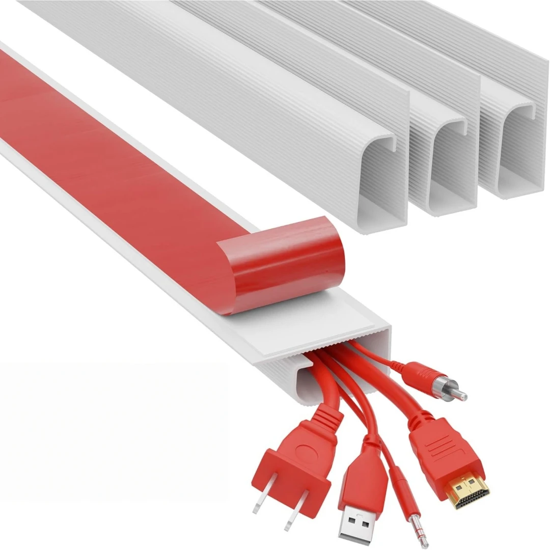 1PC PVC Channel Under Desk Cable Management Tray Organizer Power Cord wire hider Strip Protecter No Drilling Cable Raceway