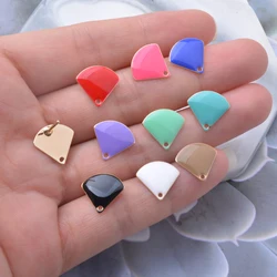 10pcs Copper 18k Golden Enamel Fan-shape Earring Connector Ear Studs Earring Posts Set  for Earrings Jewelry Making DIY