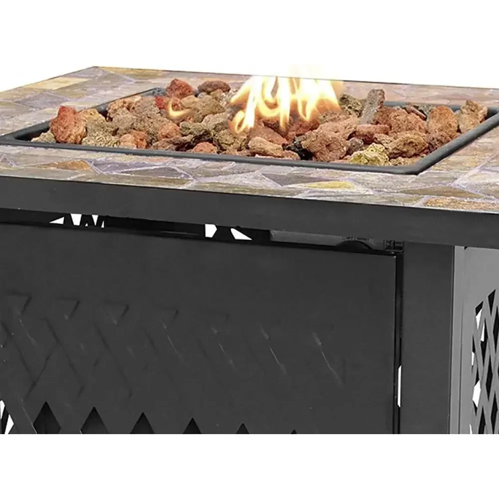 Large Multi-Color Outdoor Gas Fireplace with Mantel