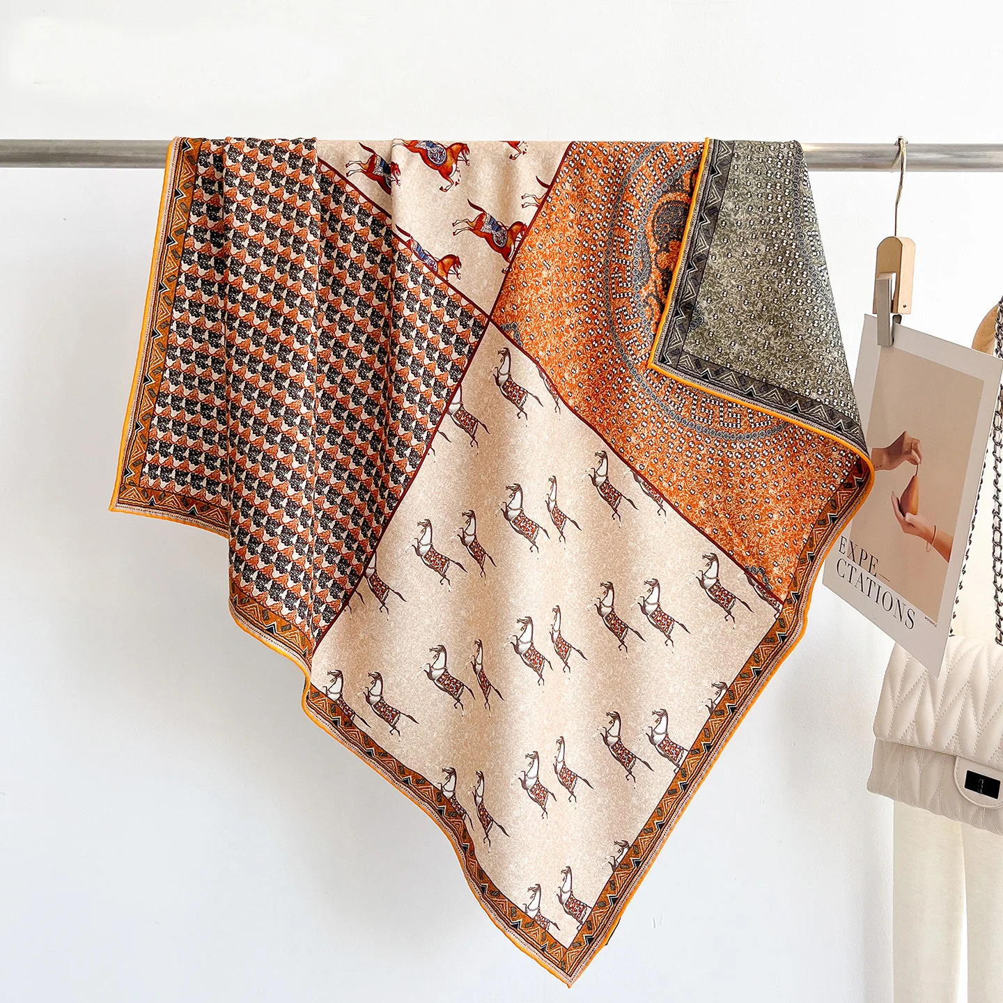 

Новинка осени/зимы, 90 см, шелковое шерстяное квадратное женское французское легкое роскошное шелковое шелковое полотенце с защитой шеи