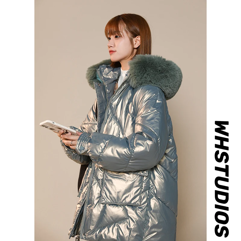 

Новая зимняя женская куртка из хлопка с эффектом свечения в темноте, свободного кроя, в корейском стиле, коллекция 2023 года, без наполнителя (Off-Season)