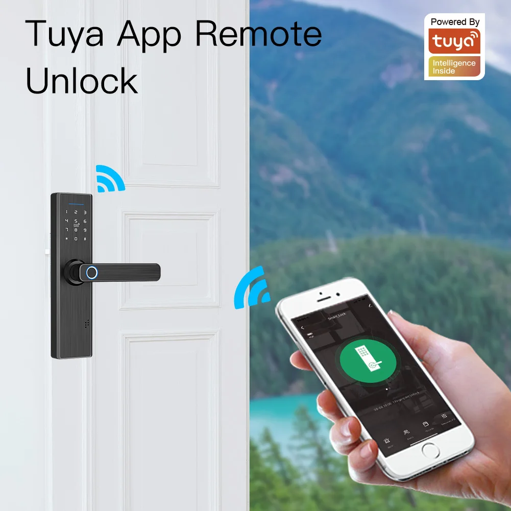 MOES Tuya WiFi/Zigbee Smart Handle Lock 5 Ways Unlock Fingerprint Password IC Card App Remote Door Lock