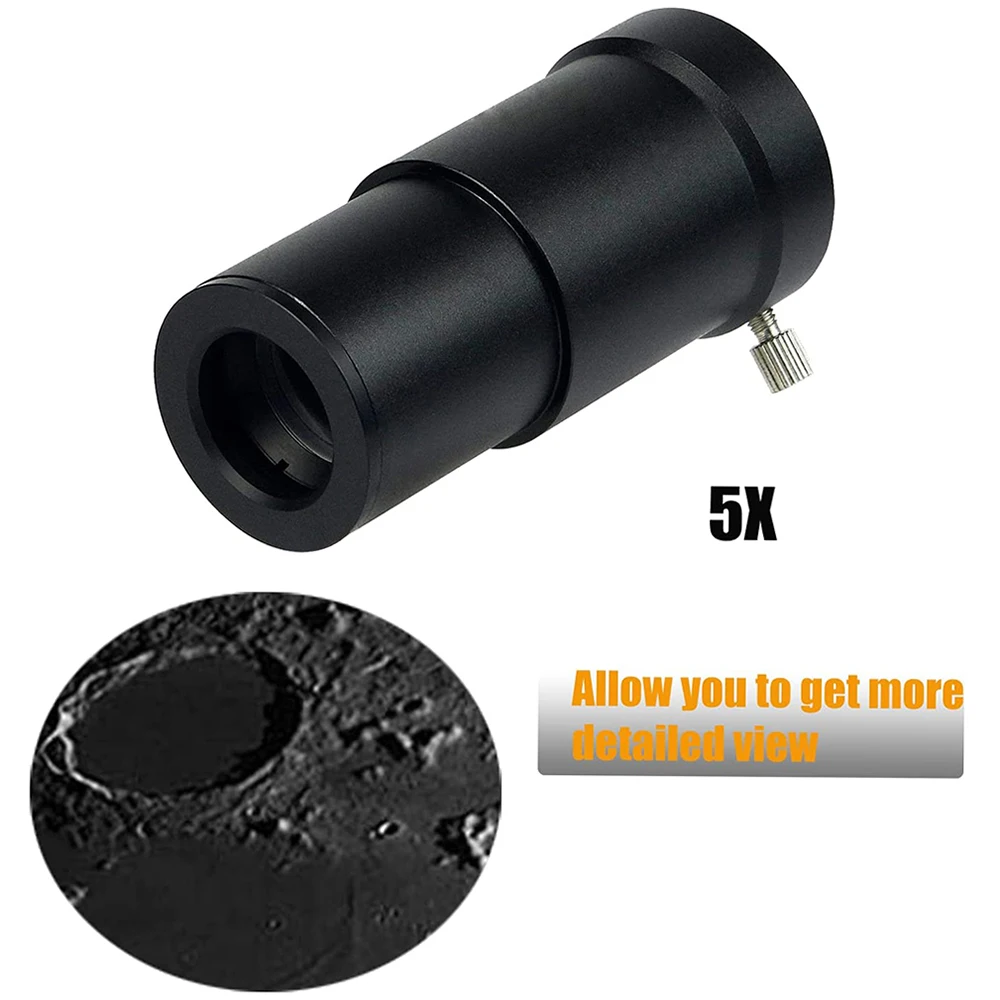 5X Barlow Lens with Two Pieces Optical Glass 1.25 Inch Metal Multi Coated Broadband Green Film for Telescope Astronomy Eyepiece