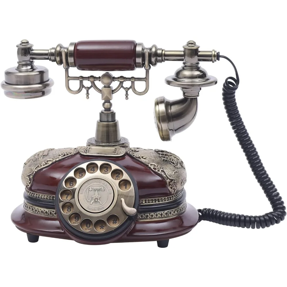 Telephone Imitation Antique Phone Retro Rotary Dial Telephone Corded Old Fashion Antique Landline Telephone Decor Antique Phone