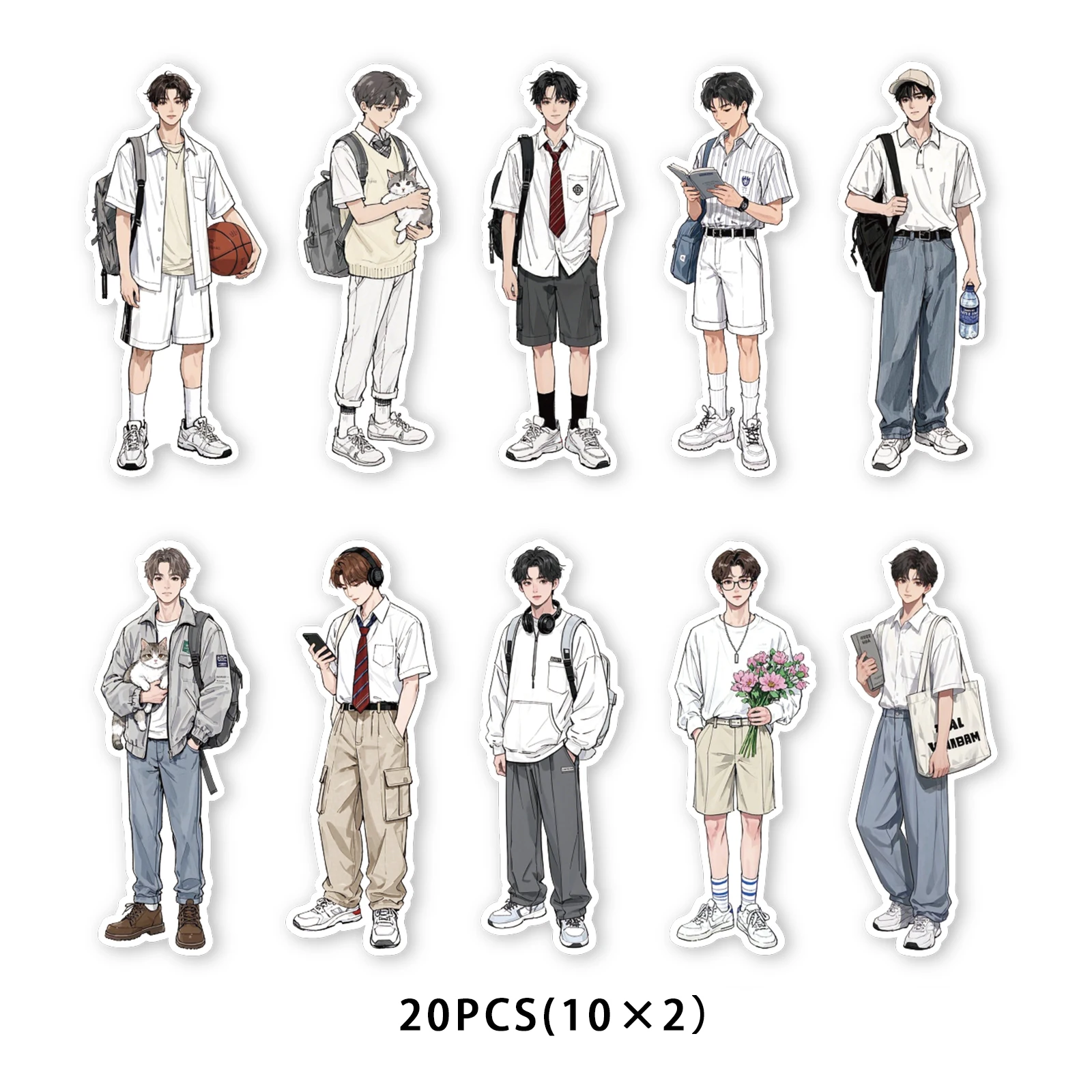 20pcs of Exquisite Boy Magazine and Newspaper Character Pattern Korean Stickers for Phone Cases Diy Decor Fridge Kids Stickers