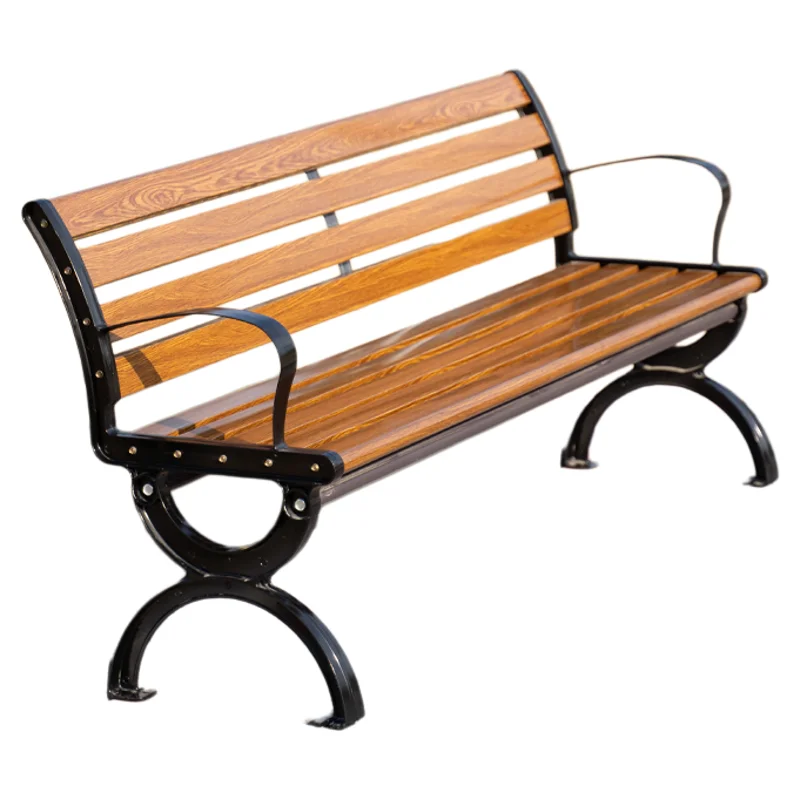 

Park chair Outdoor bench, outdoor bench Garden seat, anti-corrosive solid wood plastic wood wrought iron row chair