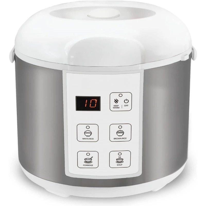 Buffalo Classic Rice Cooker with Clad Stainless Steel Inner Pot - Electric Rice Cooker for White/Brown Rice,