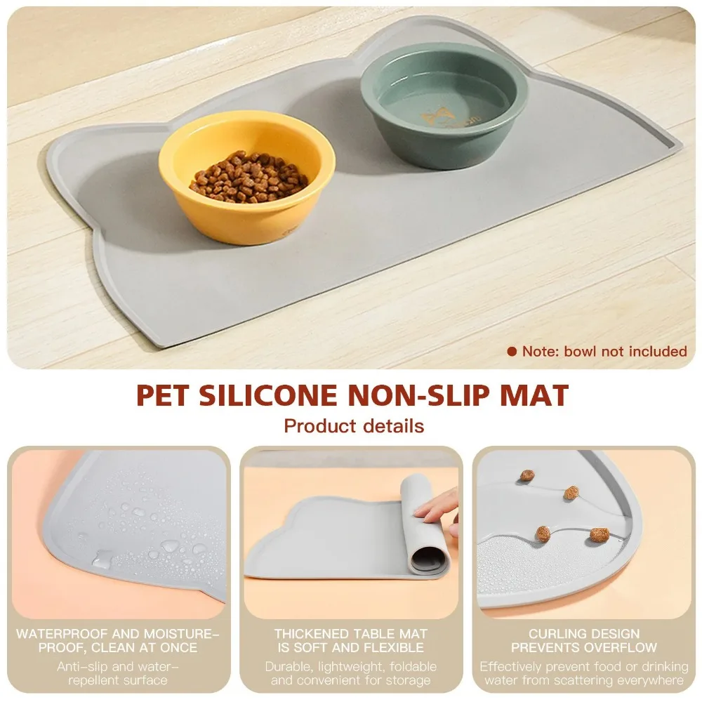 Cats Pet Products Waterproof Pet Mat for Dogs and Cats Solid Color Silicone Pet Food Feeding Mat Feeding & Watering Supplies Cat