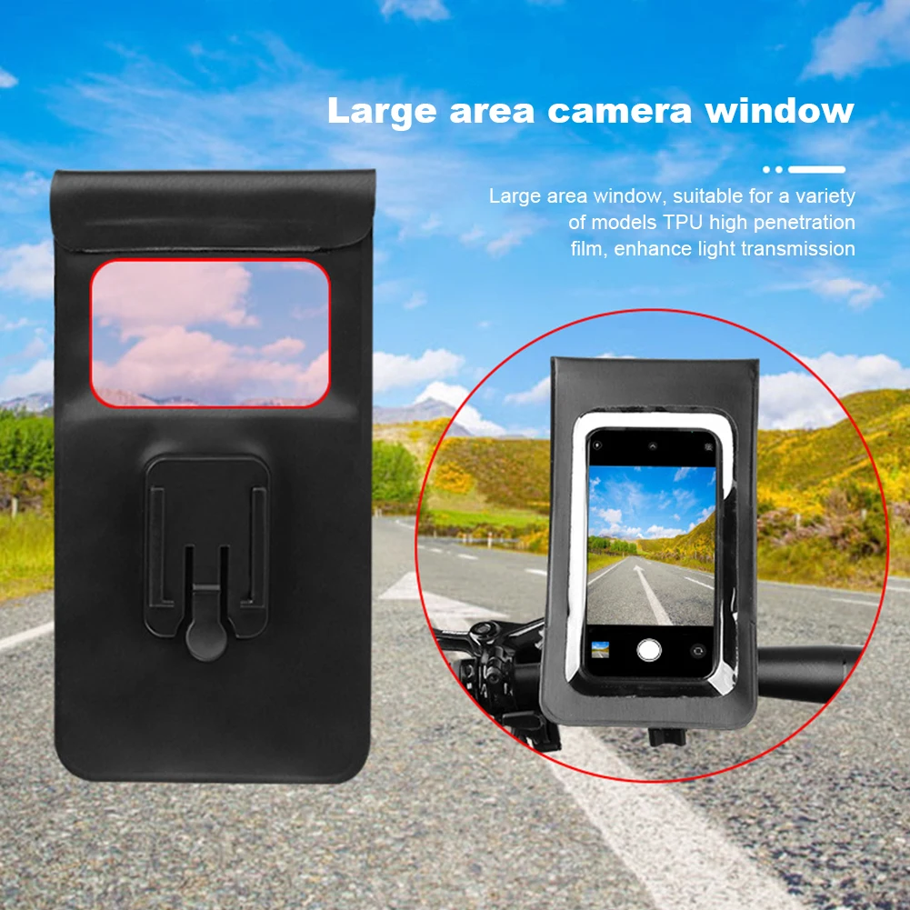 Waterproof Bicycle Phone Bag Stand 360°Rotation Bicycle Handlebar Holder Bag Bicycle Phone Holder Stand for 4.7-6.5 Inch Phone