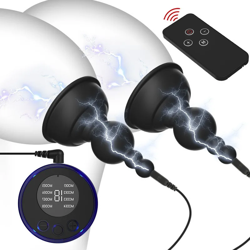 Electric Shock Nipple Sucker Enlarger Nipple Clamp Pussy Pump Clit Clip Vacuum Stimulate Breast Enlarger Sextoy For Women Men SM view 2