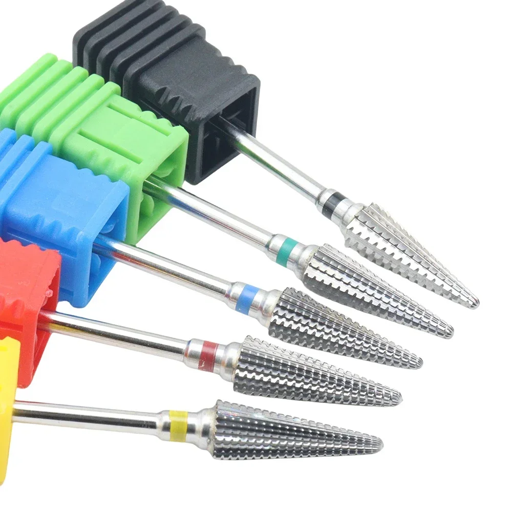 1pc 5-in-1 Carbide Professional Tungsten Steel Nail Drill Bit Gradient Teeth Design for Pre-treatment and Removal