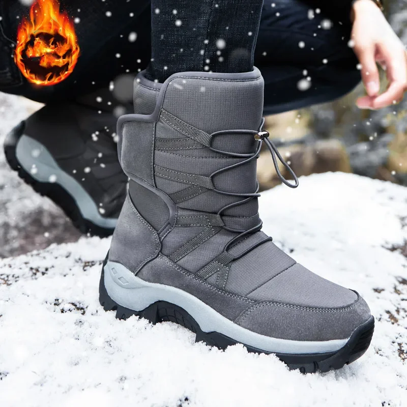 Bottes de neige coordonnantes en peluche pour hommes, bottes de rinçage, chaussures de travail, haut, chaud, décontracté, extérieur, couple, hiver, nouveau