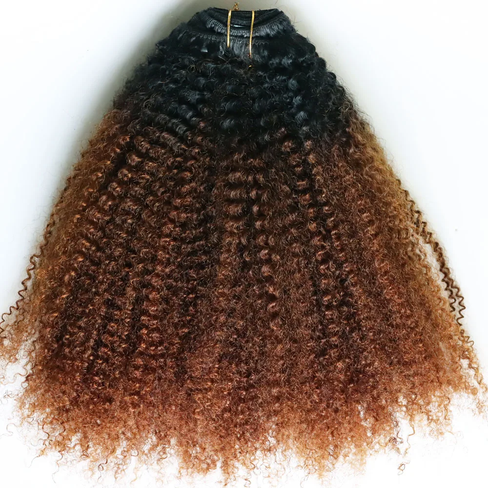 Clip-in-Extensions aus echtem Echthaar für schwarze Frauen, 120 Gramm, reines Remy-Echthaar, Ombre-Braun, Clip-in-Echthaar