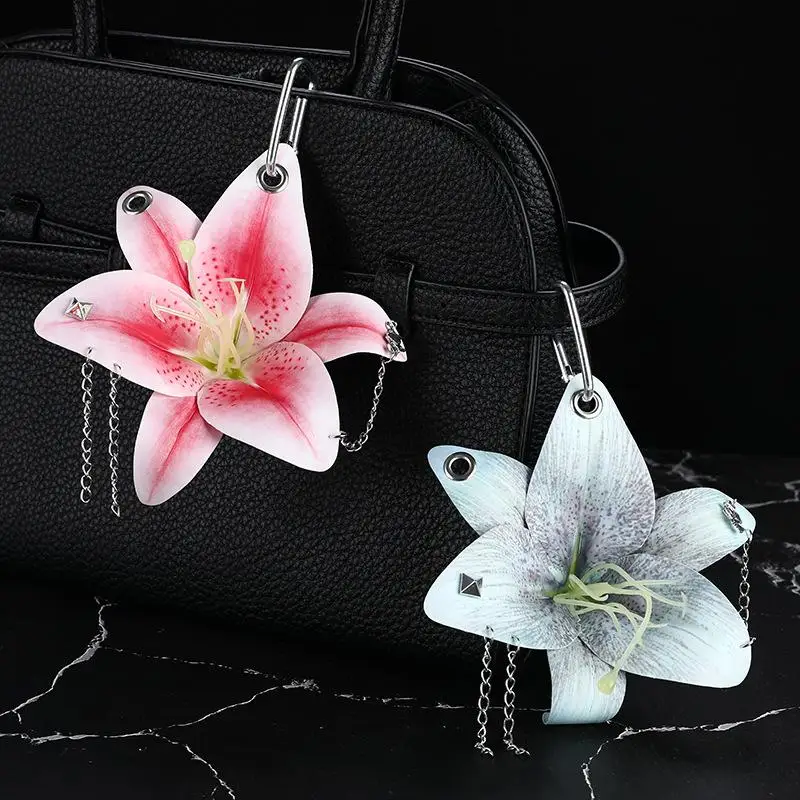 الإبداعية الأوركيد زنبق محاكاة زهرة المفاتيح الأزياء حقيبة الظهر اكسسوارات الديكور
