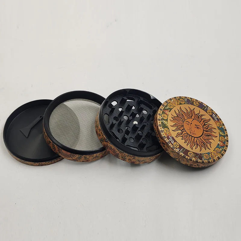 Large Size 4 Piece 50mm 63mm 75mm Sun Moon Herbal Tobacco Metal Zinc Alloy Grinder