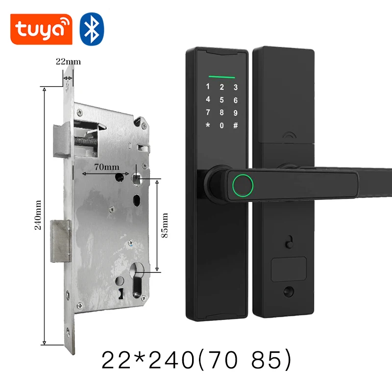 Nieuw slim deurslot met Bluetooth-compatibel Tuya APP Digitaal elektronisch slot Smart Home Houten deurslot Biometrische vingerafdruk