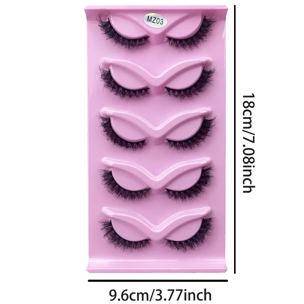 인조 밍크 속눈썹, 자연스러운 표정, 위스피 인조 속눈썹, 두껍고 부드러운 곱슬 속눈썹, 가짜 속눈썹 익스텐션, 5 쌍