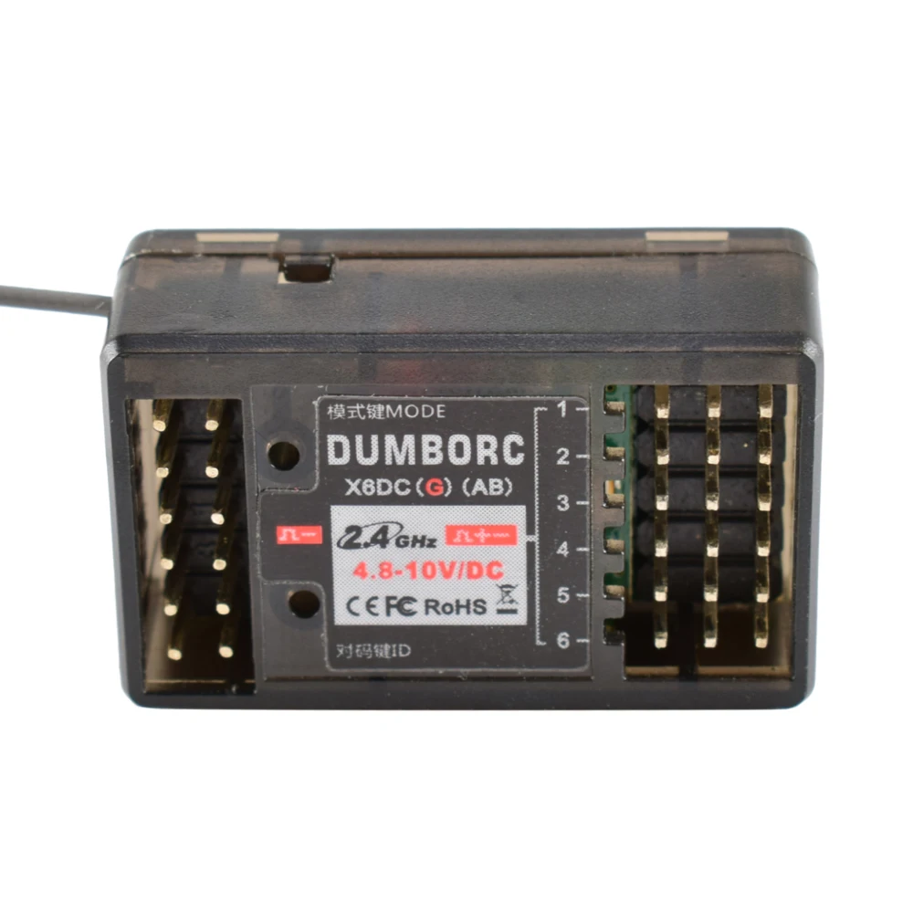 DUMBORC X6DCG 2.4G 6CH Light Servo and Motor Control Receiver with Gyro for X6 Transmitter RC Car Boat Transmitter