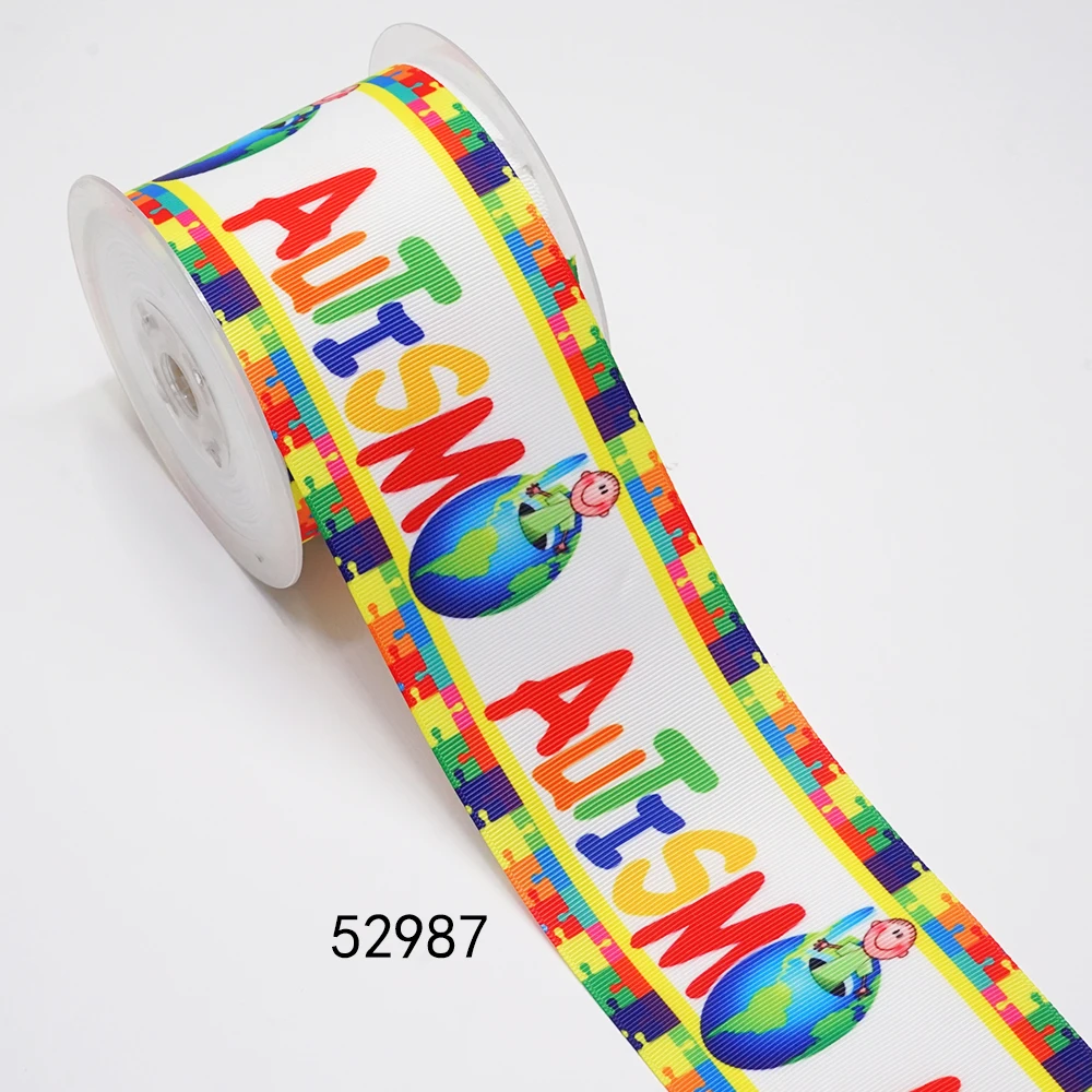DIY World Autism Awareness Day Printed Grosgrain Ribbon For Craft Supplies Sewing Accessories 5 Yards. 52883