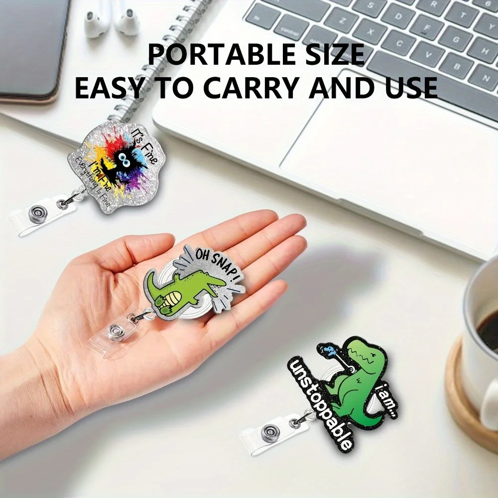 6/12 قطعة تمرير شارة مطبوعة على شكل حيوانات للمهرجانات: مشبك معرف تلسكوبي لطيف مناسب للممرضات والمعلمين والموظفين الطبيين