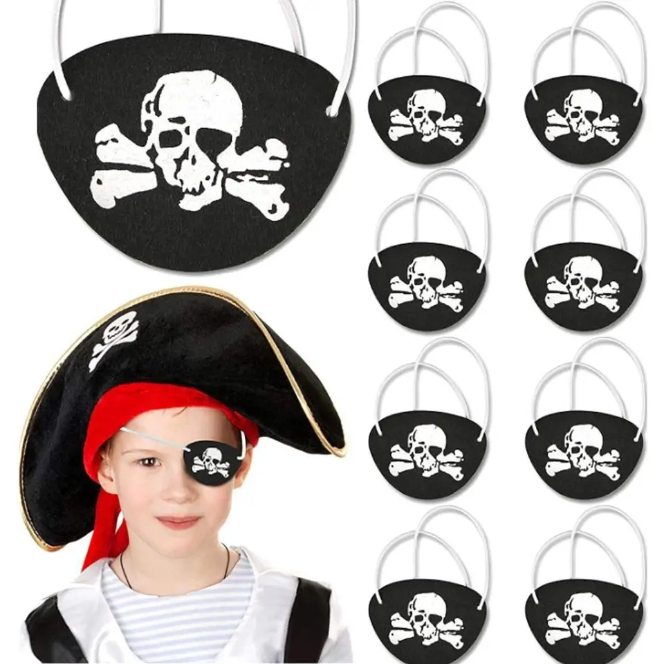 6 Parches De Ojo De Pirata 3D Elásticos Con Calavera – Accesorios Para Fiestas, Cumpleaños Y Actuaciones Escolares