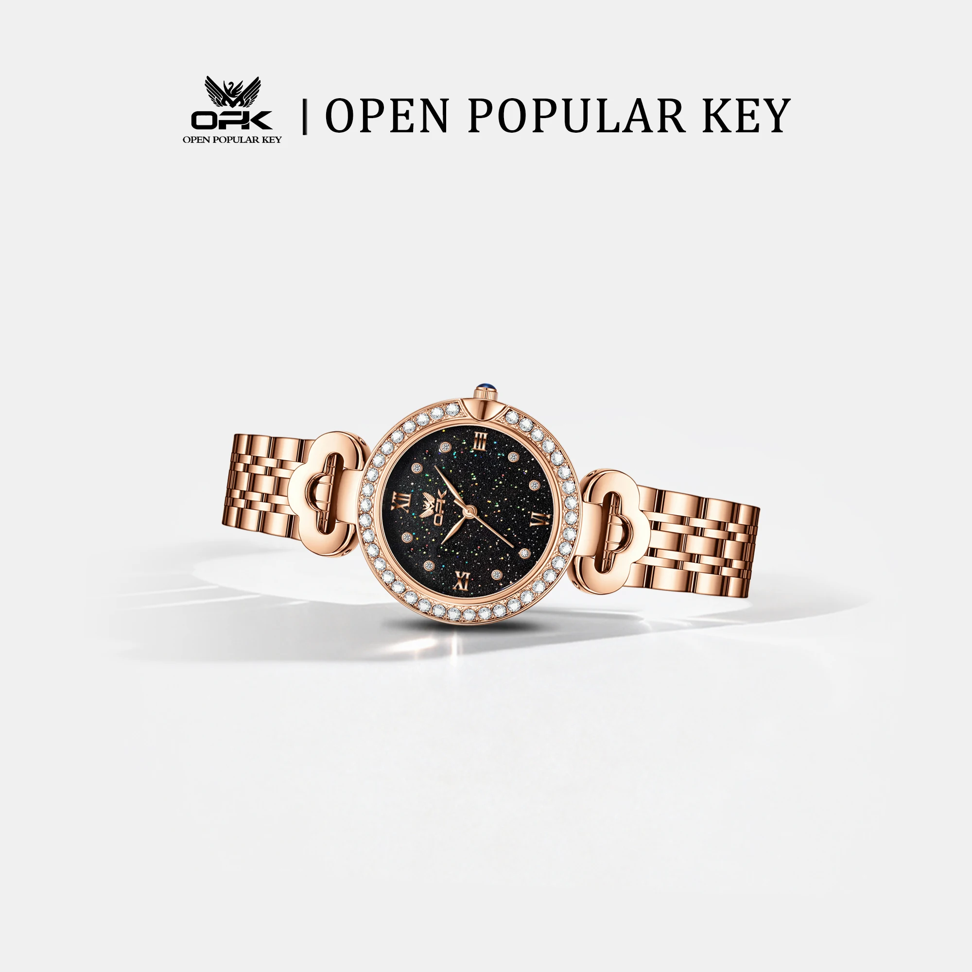 OPK 6094 Elegance Original Quartz Movement Watch For Women Round Dial Steel Strip 30m Waterproof Gradient Watch For Women