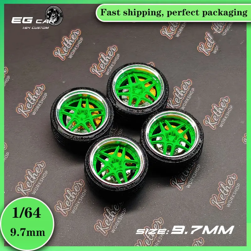 

New EG1/64 Car Modified Wheel Hub Ghost/C9/E88 6.8/9.0/9.7mm Resin Metal Wheels Rubber Tires Suitable for 1:64 Static Model Cars