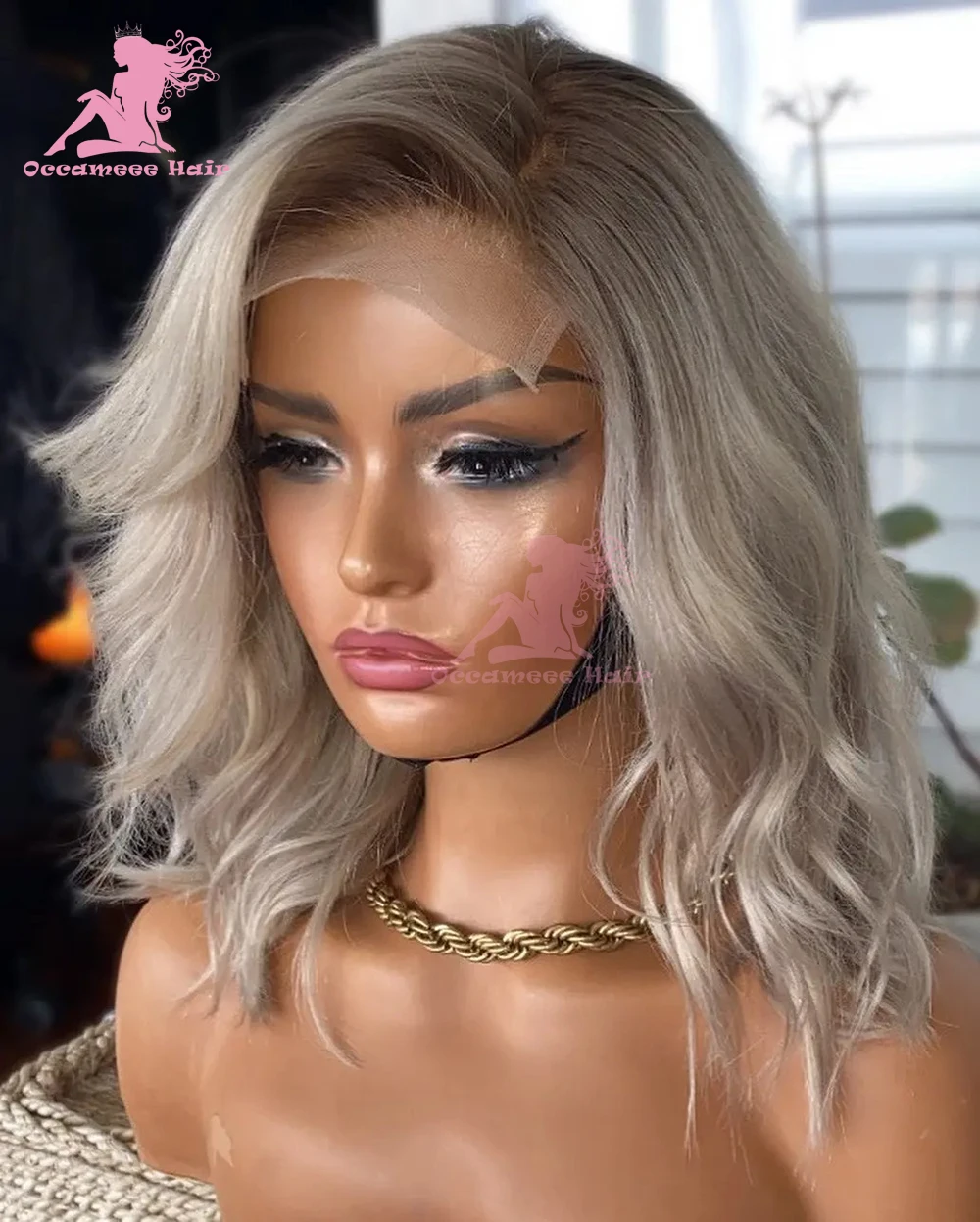 Ash Blonde Lace Front Human Hair Wig HD Transparent Lace Colored 360 Full Lace Frontal Wigs For Women Pre Pluck Braizlian Vrigin