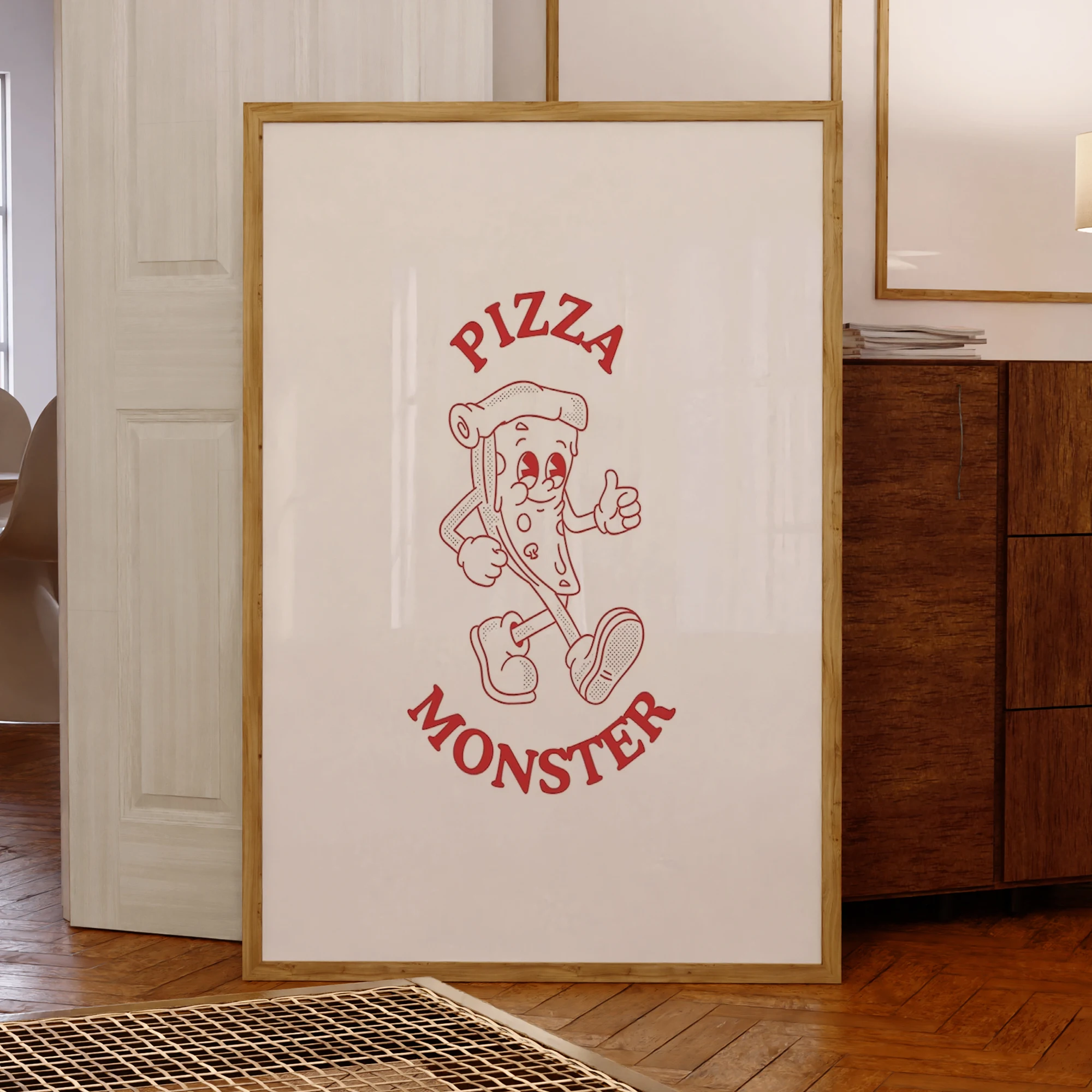 Vintage Pizza Monster Wandkunst Drucke Leinwand Malerei Poster Bild für Wohnzimmer Küche Esszimmer Home Decor