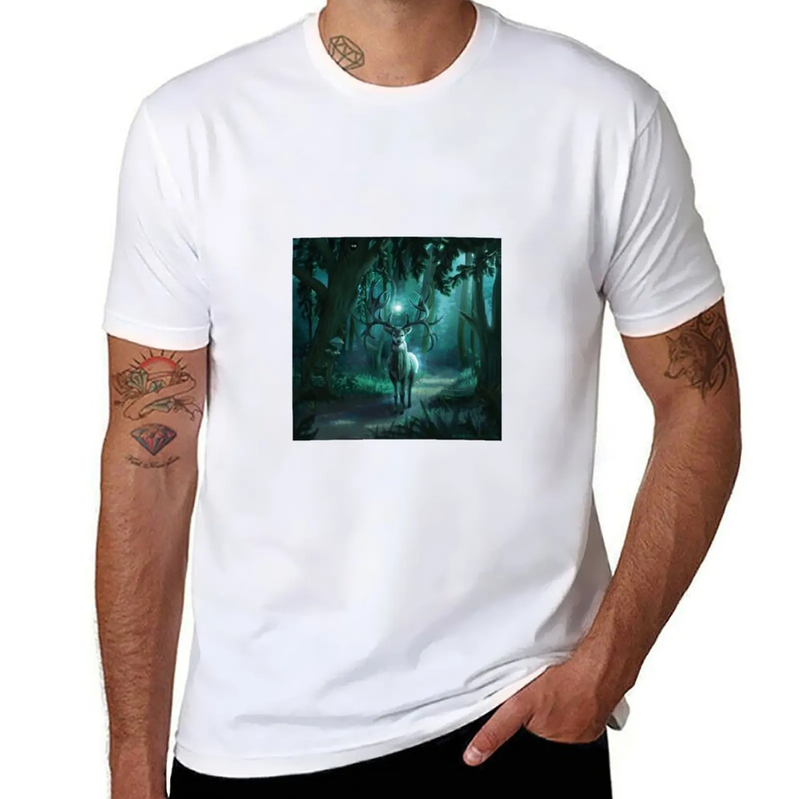 

Enchanted Deer Night T-Shirt t shirt man plain t shirt for man 100 percent cotton T-Shirt