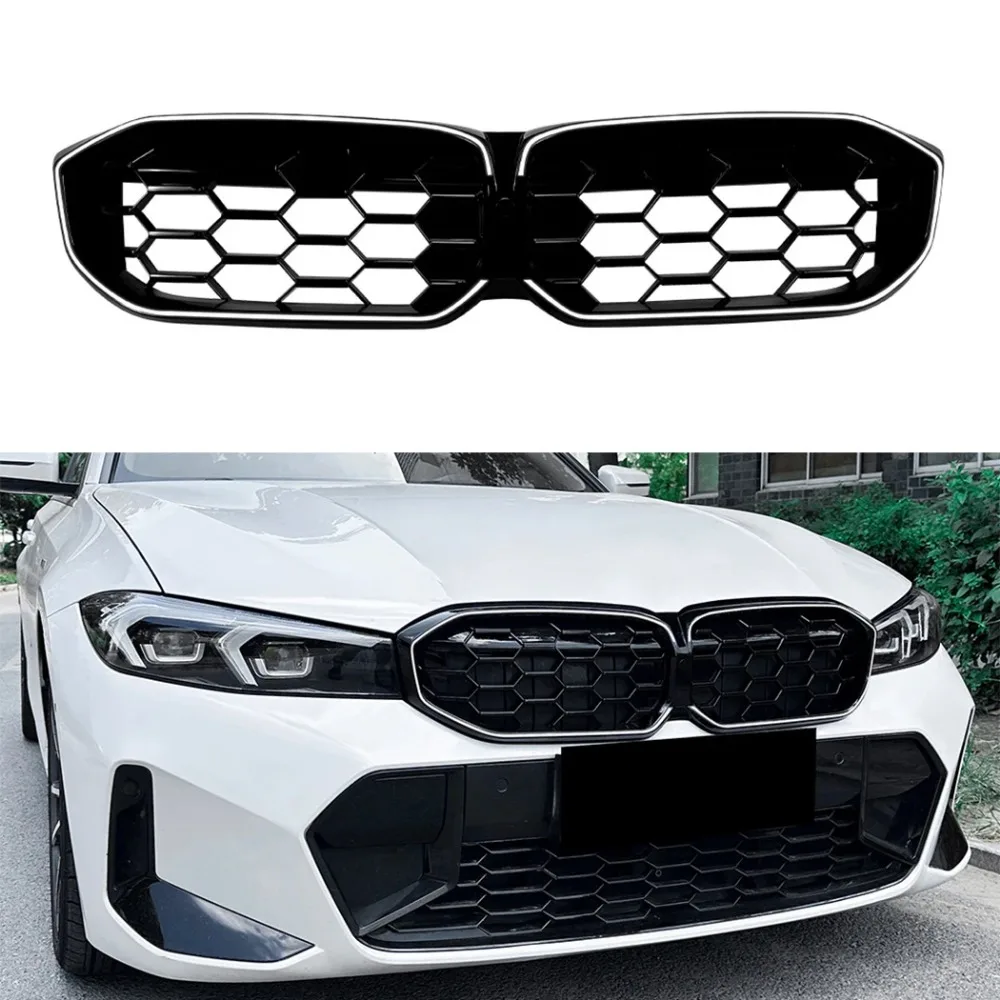 

With Light Front Bumper Grille Kidney Racing Grill Grilles BodyKit For BMW 3 Series G20 G21 LCI 2023-2025 ABS Tuning Accessories