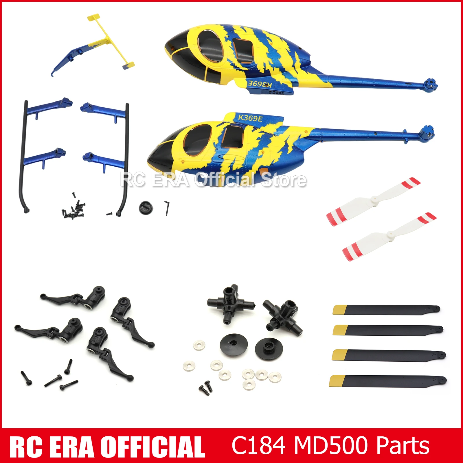 

RC ERA Original Spare Parts for C184 Mini MD500 Gyro Stabilized RC Helicopter Main Blade Grip Rotor Head Landing Skid Main Gear