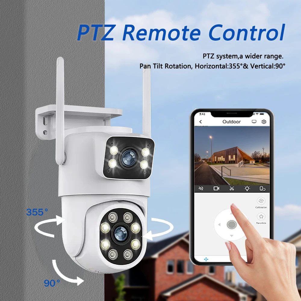 ICSee-XMeye كاميرا مراقبة CCTV مزدوجة العدسة ، واي فاي ، لون الوصول عن بعد ، رؤية ليلية ، PTZ ، HD ، 8MP ، 4K