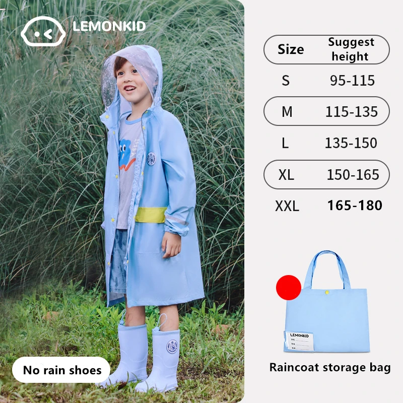 Kids Height 130-150 cm Rain Jakets Coat Autumn Winter Outerwear Waterproof Children Hooded Rain Coat Zipper Design Windbreaker