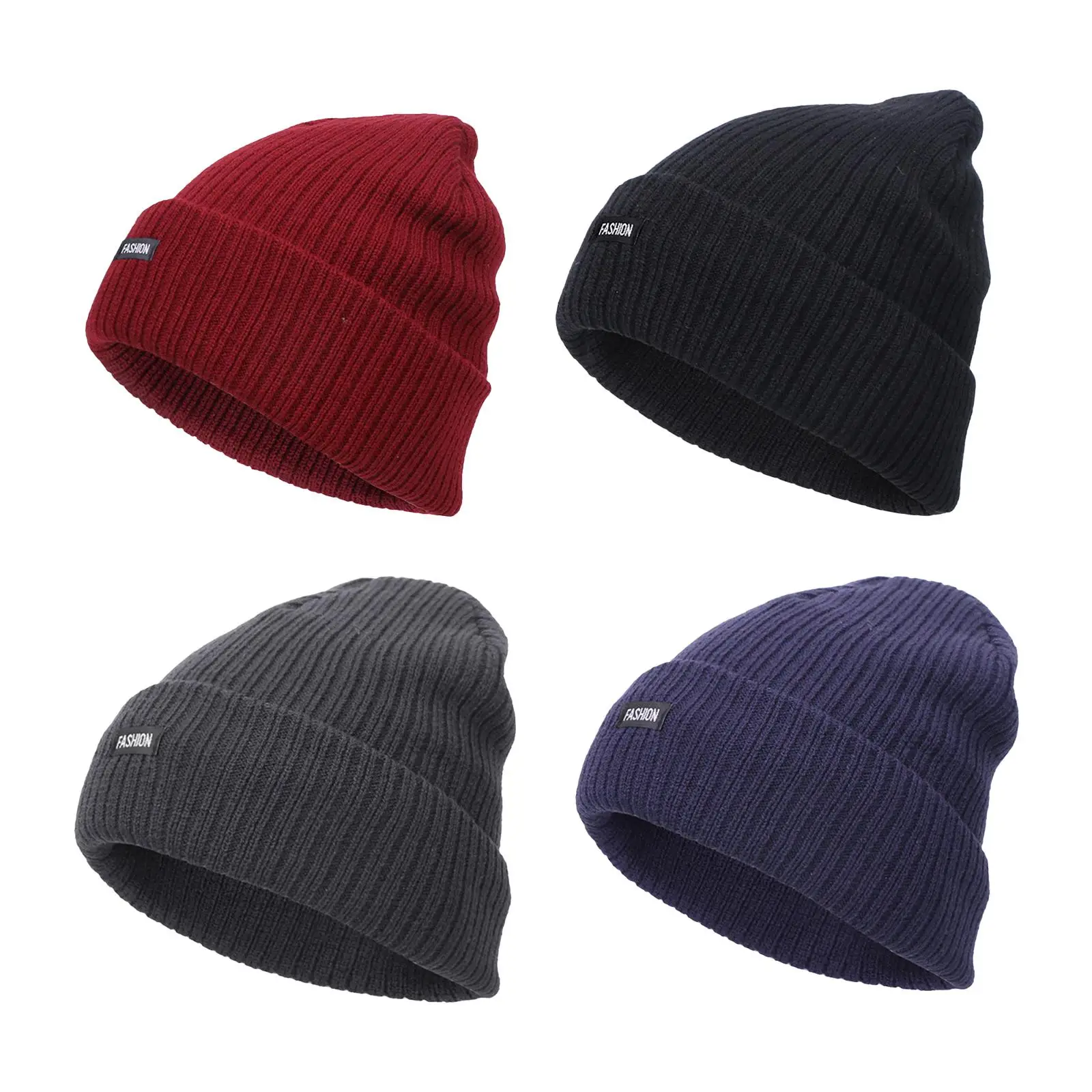 

Adult Knit Beanie Warm Slouchy Snow Winter Hat Oversize Solid Color Thermal Thick Cuff Soft for Men Women Ski Daily Outdoor