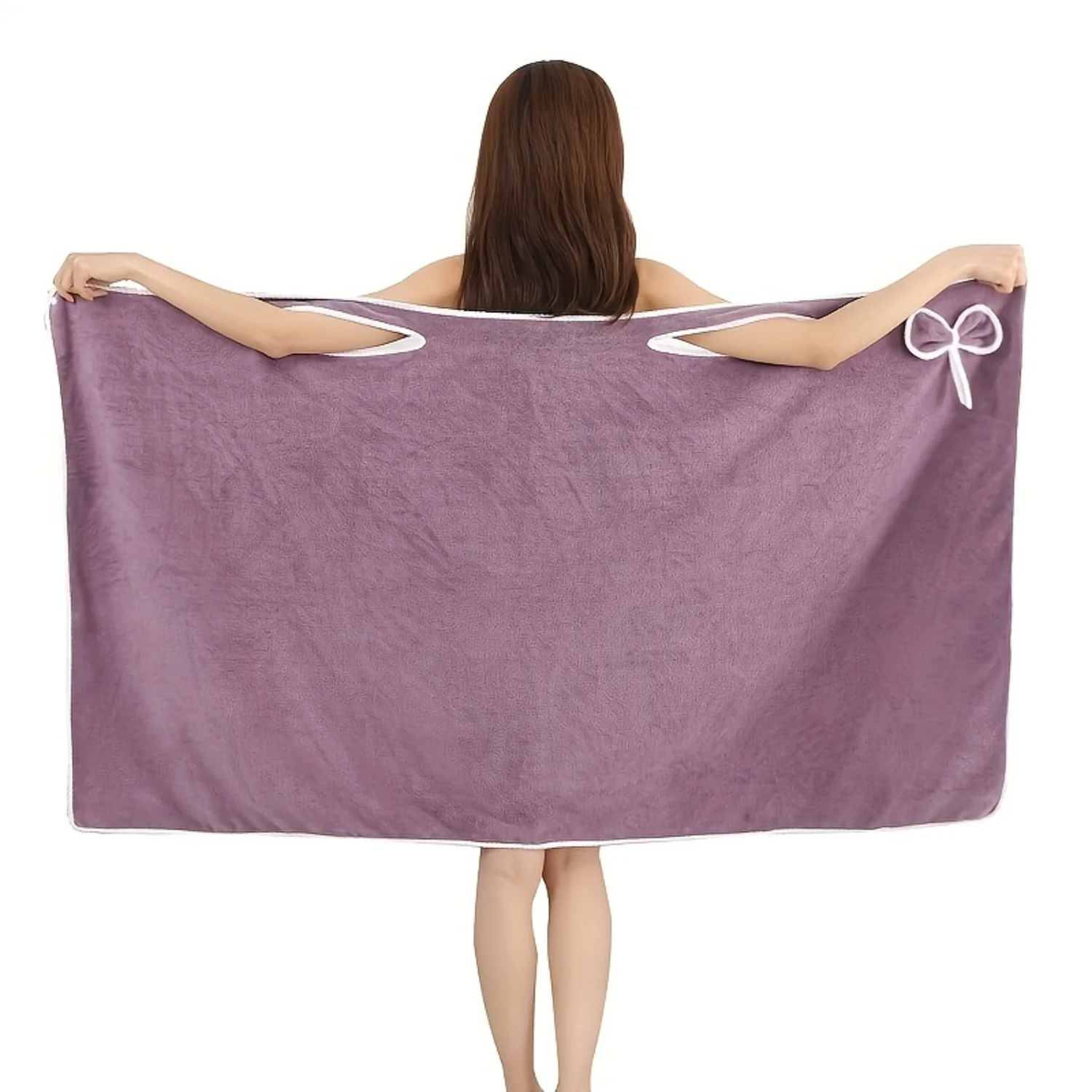 Ultra-Fast Quick Dry Wearable Bath Towel Wrap - Absorbent, Soft Microfiber, Adjustable Straps - Lavender Color