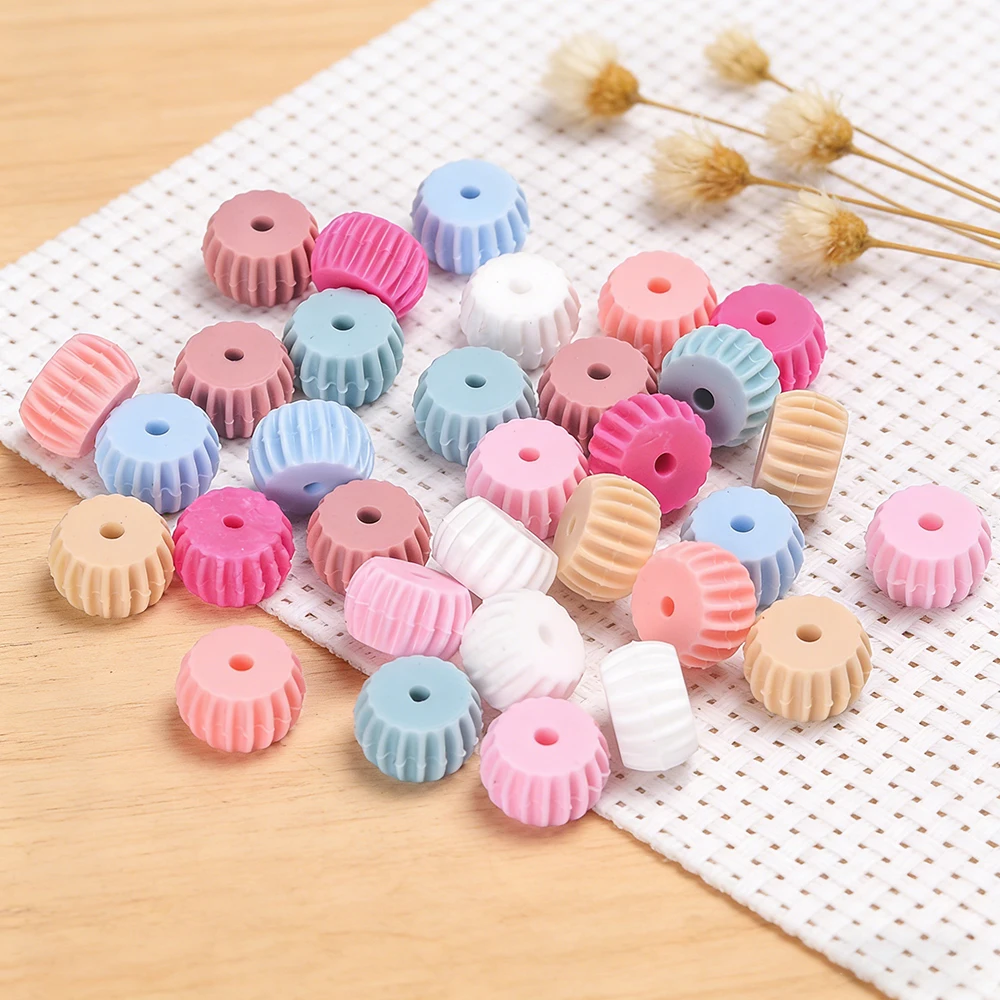 LOFCA, 20 piezas de cuentas de silicona con forma de lenteja para hacer joyas, pulseras, llaveros, collares, accesorios de joyería DIY