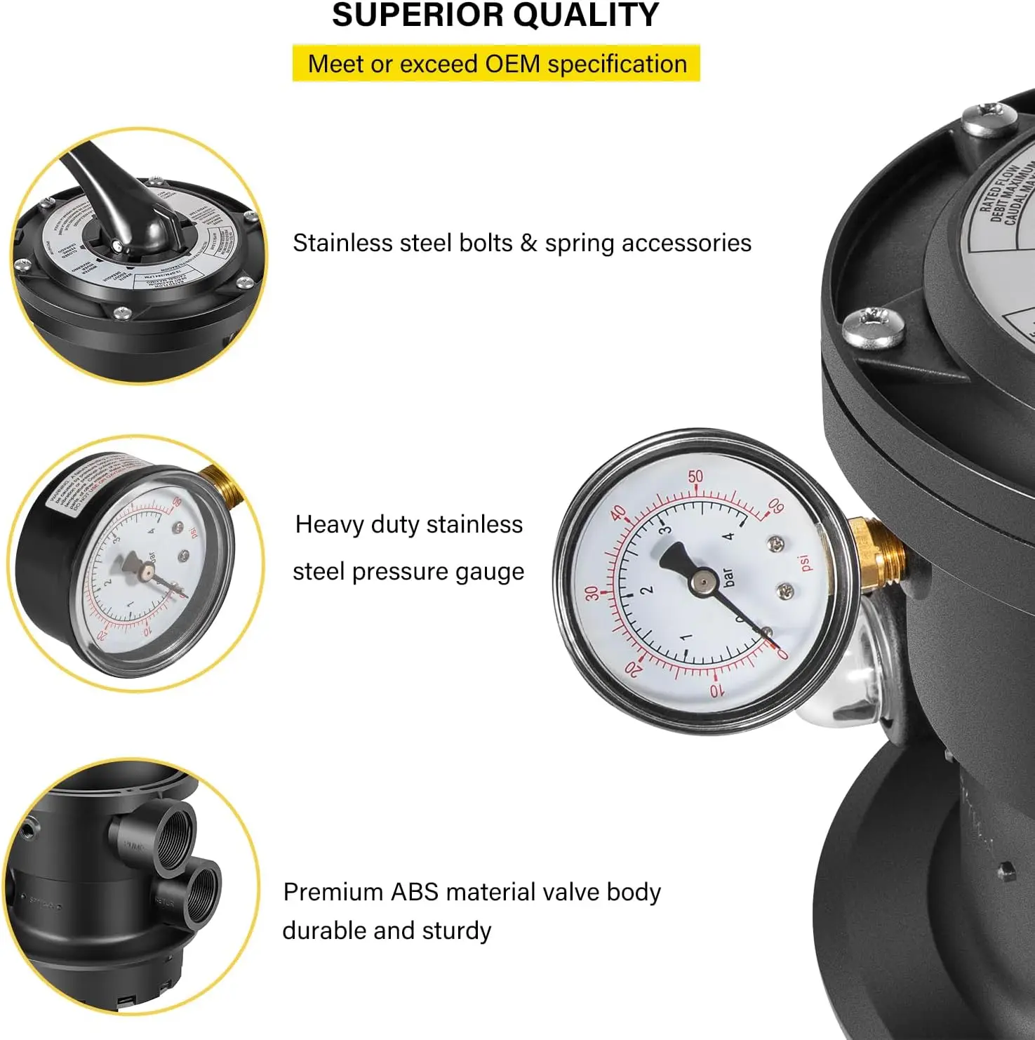 Replace Part for SP0714T VariFlo Top-Mount Multiport Valve Compatible with Hayward Above-Ground Pro- or VL Series Sand Filter