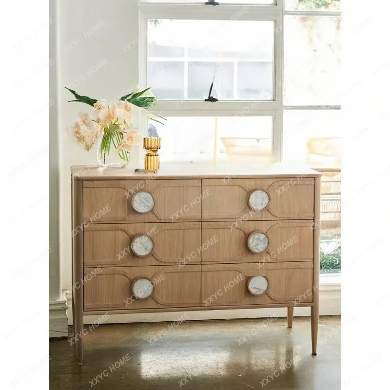 Log color six-chest cabinet bedroom wall storage cabinet household bedroom locker
