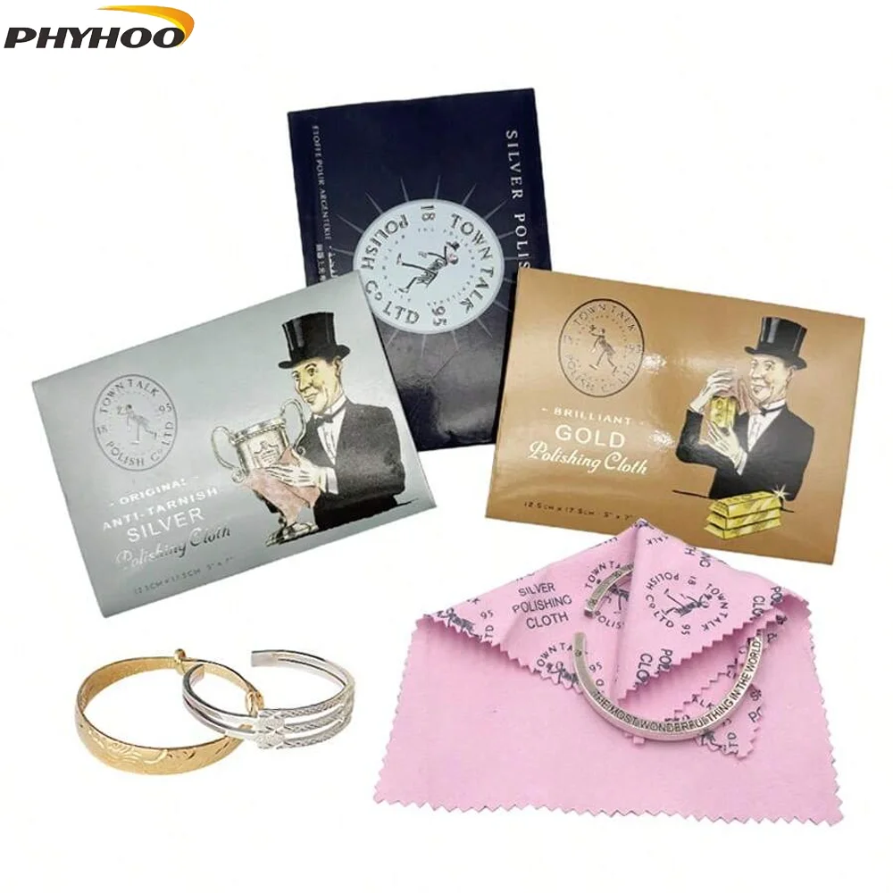 

PHYHOO 20 шт. Салфетки для чистки ювелирных изделий ANTI-TARN, полировочные, из замшевого велюра, для серебра, золота, платины, от потускнения