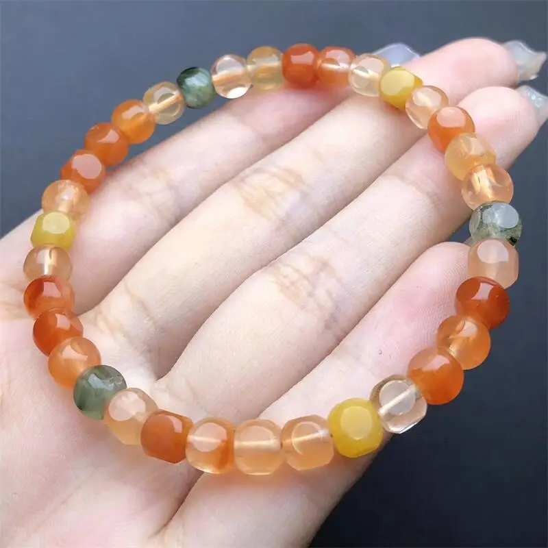 5MM Natural Colored Rabbit Hair Quartz Bracelet Crystal Smooth Round Beads For Jewelry Making Holiday Gift 1PCS