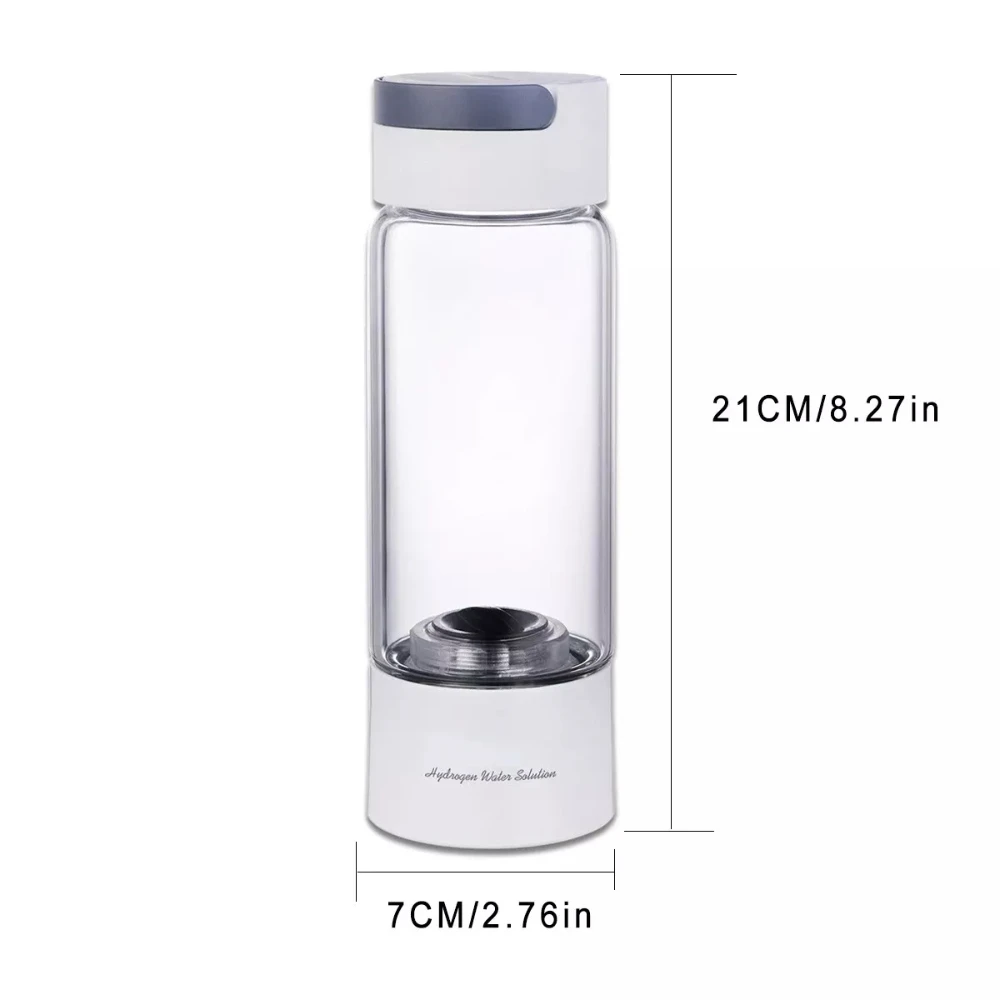 Portable Hydrogen Water Generator & Inhalation Device 380ML Glass Bottle, Dual Chamber, SPE/PEM Technology for Healthy Drinking